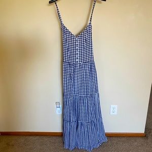 Long tiered gingham dress